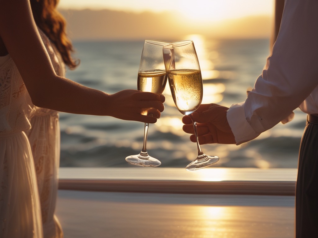 cheers at sunset on your next cruise
